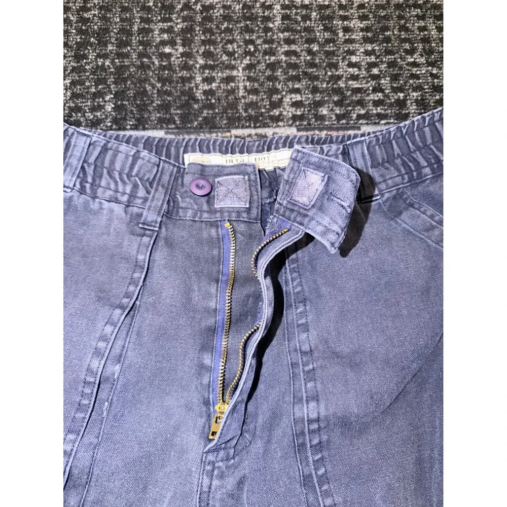 Bugle Boy Vintage 90s Cargo Shorts Sz 29 Blue Ramie Cotton Elastic Waist Utility